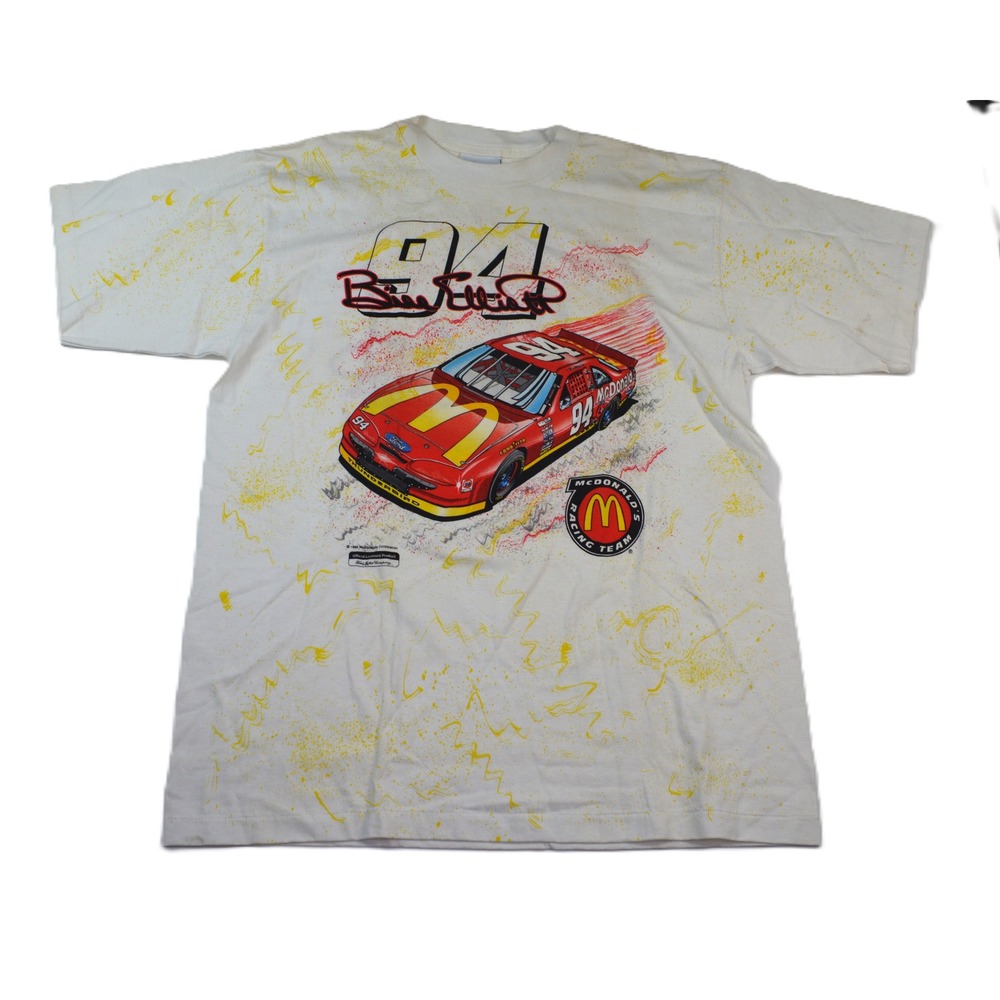 Vintage 1995 Bill Elliott McDonalds Racing Team Shirt 94 Ford NASCAR Mens XL USA